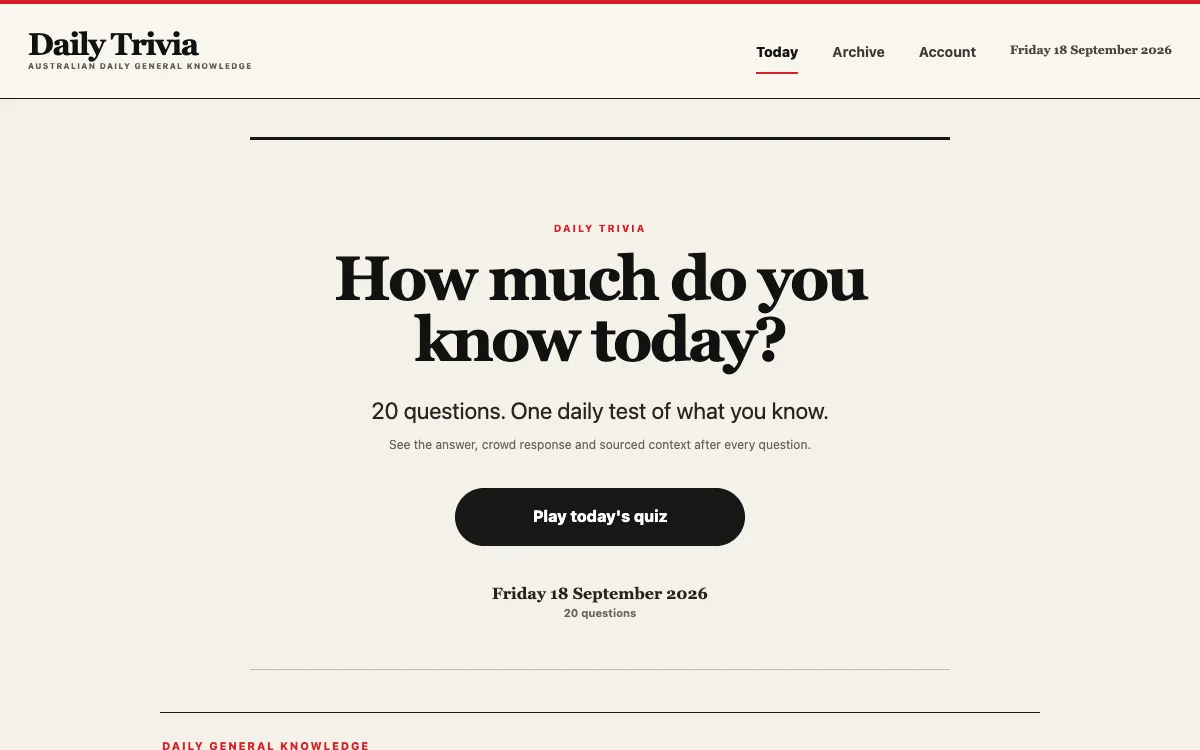 Daily Trivia game preview