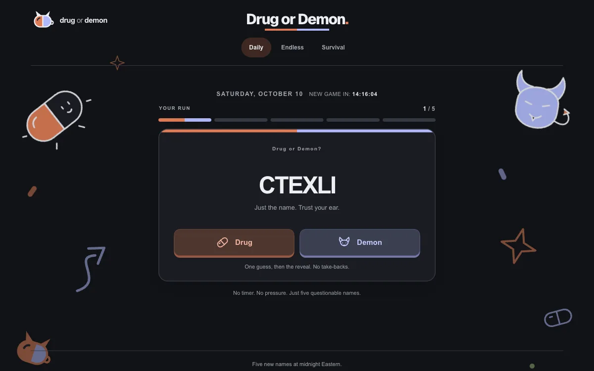 Drug or Demon game preview