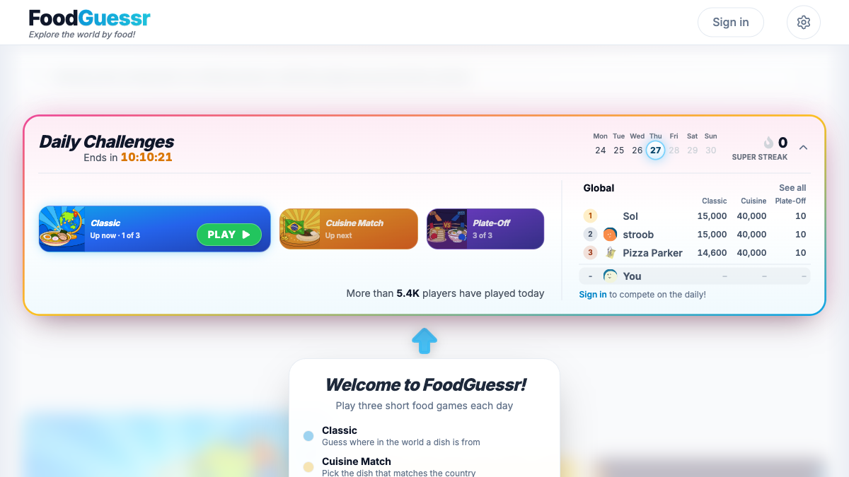 FoodGuessr game preview