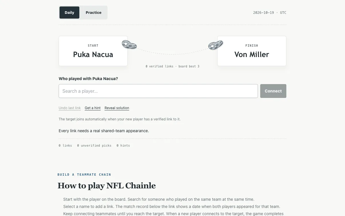 NFL Chainle game preview