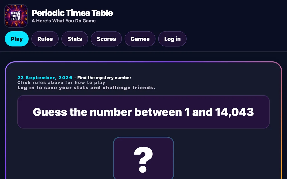 Periodic Times Table game preview