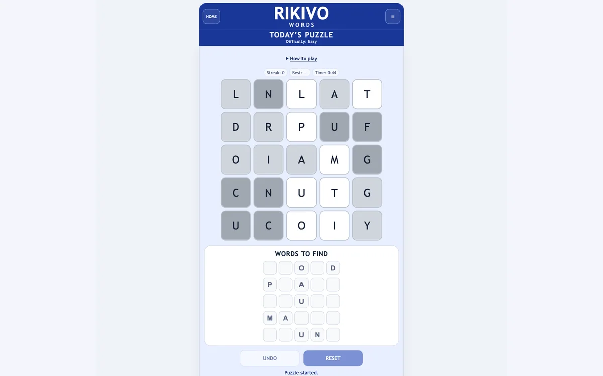 Rikivo Words game preview
