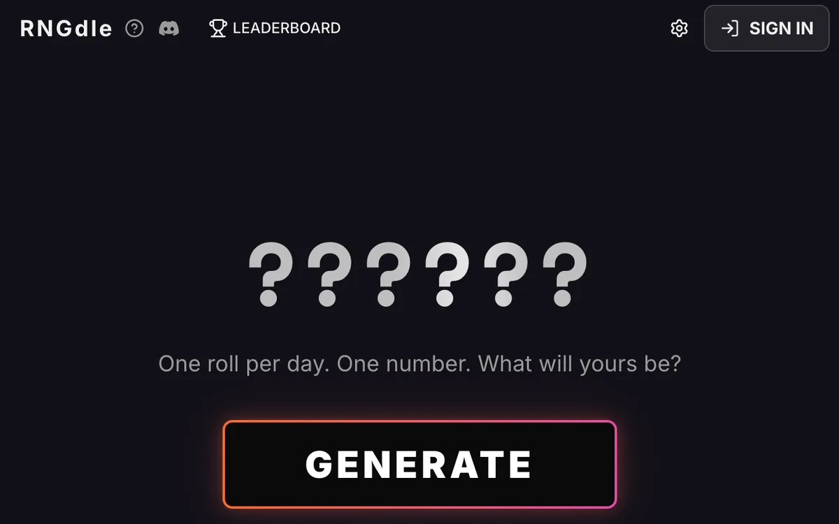 RNGdle game preview